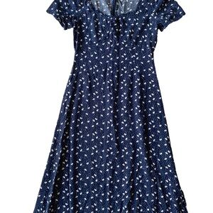 LOFT Navy Floral Midi Dress